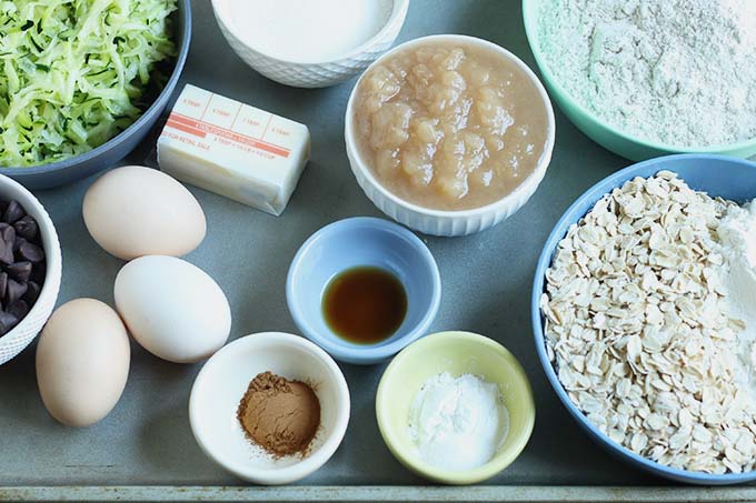 ingredients in healthy chocolate chip zucchini bread